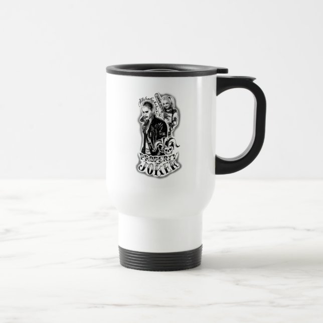 Mug De Voyage Équipe de suicide | Joker & Harley Airbrush Tattoo (Droite)
