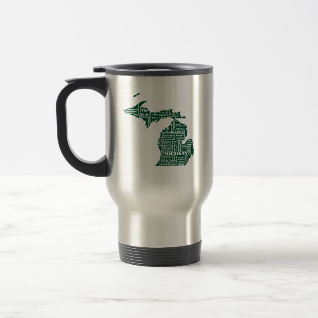 Mug De Voyage État vert des villes du Michigan (Gauche)