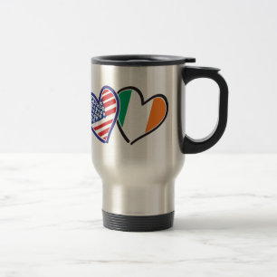 Mug De Voyage États-Unis Irlande Coeur drapeaux