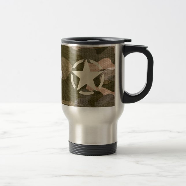 Mug De Voyage Étiquette sur le style de camouflage Burlap (Droit)