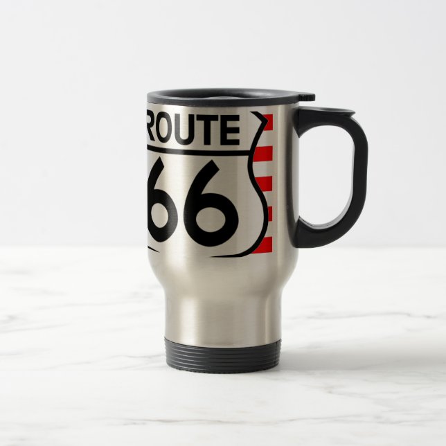Mug De Voyage Étoiles et rayures de bouclier de l'itinéraire 66 (Droit)