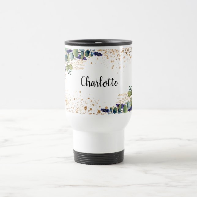 Mug De Voyage Eucalyptus verdure or parties scintillant nom scri (Centre)