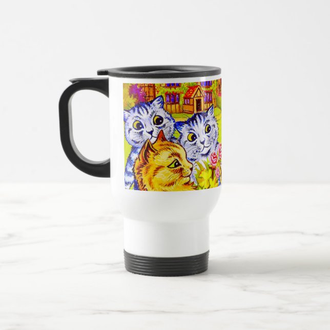 Mug De Voyage Famille de chats dans le jardin (Gauche)