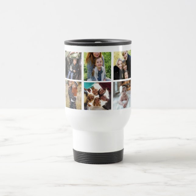 Mug De Voyage Famille personnalisée 8 Photo Collage (Centre)