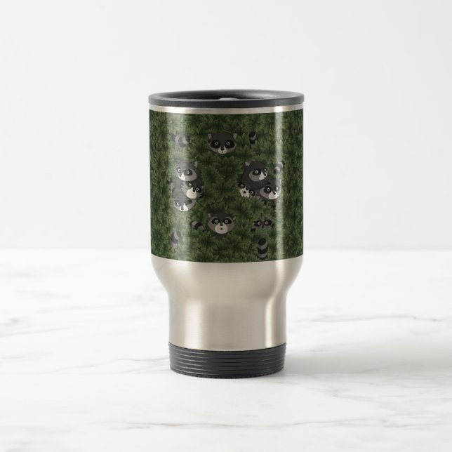 Mug De Voyage Famille Raccoon dans Bush (Centre)