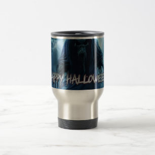 Mug De Voyage Fantôme noir dans un paysage infernal - Halloween