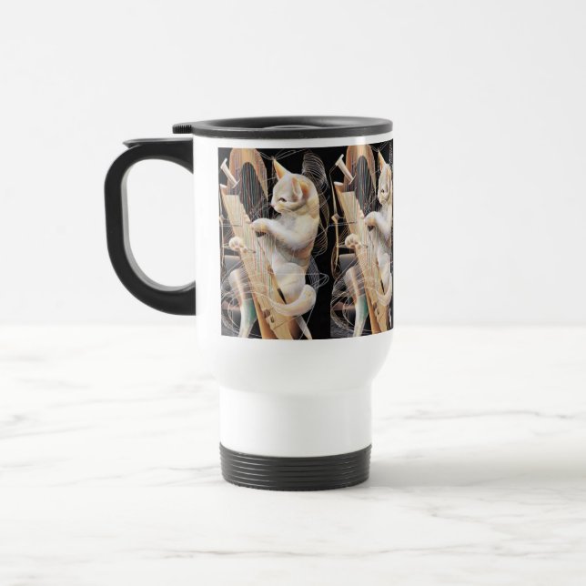 Mug De Voyage Feline Harmony – Surreal Cat Art (Gauche)
