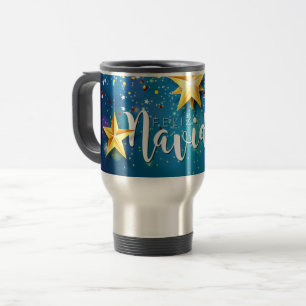 Mug De Voyage Felize Navidad Gold Stars Noël