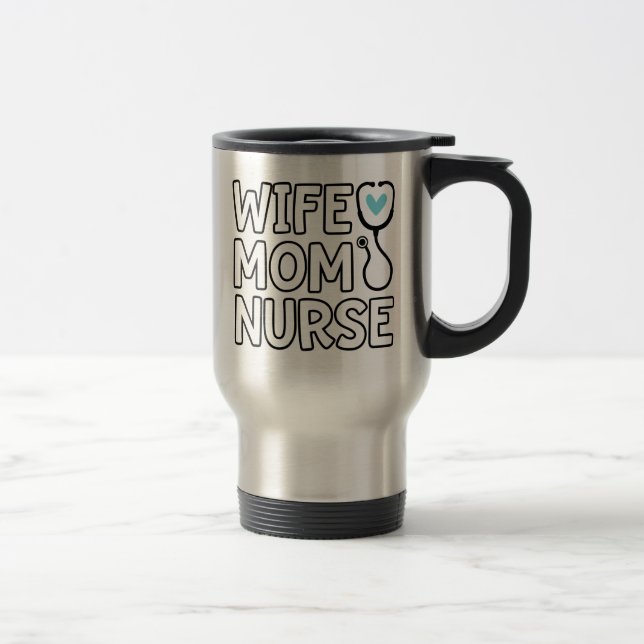 Mug De Voyage Femme Mère Infirmière Stethoscope Coeur Infirmière (Droit)