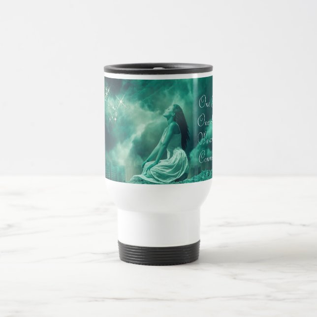 Mug De Voyage Femme mythique envoyant des prières à l'univers (Centre)