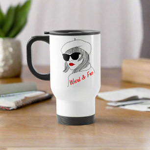 Mug De Voyage Femme Silhouette Rouge & Noir Citation Féministe L