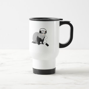 Mug De Voyage Ferret Amant Musique Drôle Avec Casque