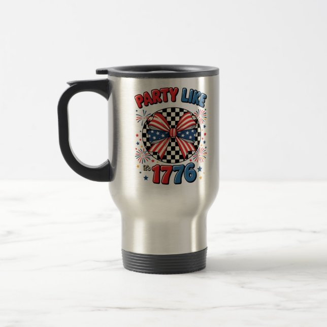 Mug De Voyage Fête comme c'est 1776 - Retro Patriotic Bow (Gauche)