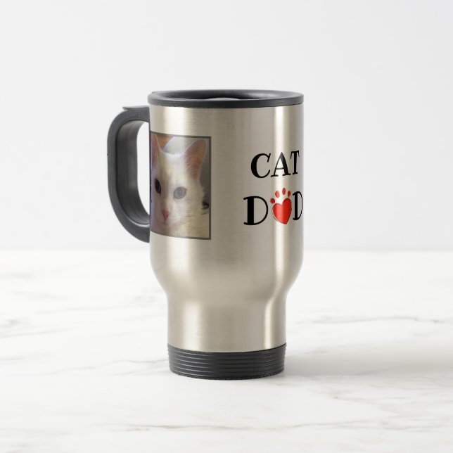 Mug De Voyage Fête des pères Chat Papa Photo personnalisée (Devant gauche)