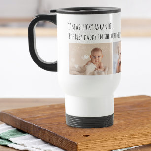Mug De Voyage Fête des Pères Lucky Me Meilleur Papa Photos Perso