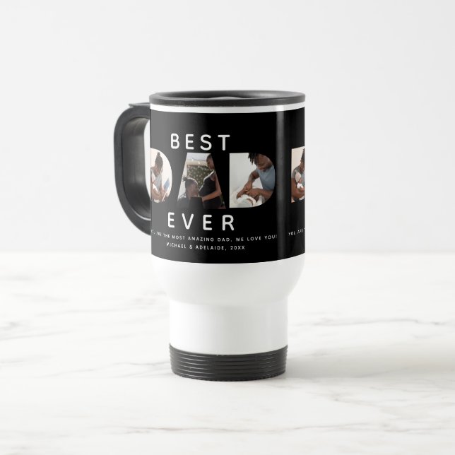 Mug De Voyage Fête des pères personnalisée Collage photo meilleu (Devant gauche)
