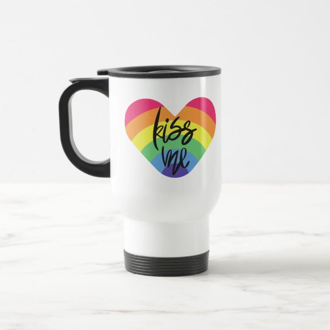 Mug De Voyage Fierté - embrasse-moi. L'amour est juste.   (Gauche)