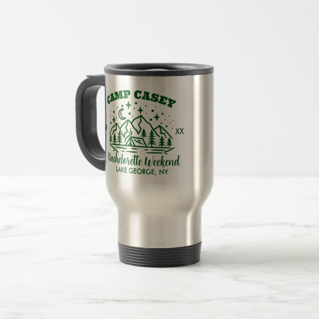 MUG DE VOYAGE FIN DE SEMAINE CAMP BACHELORETTE (Devant gauche)