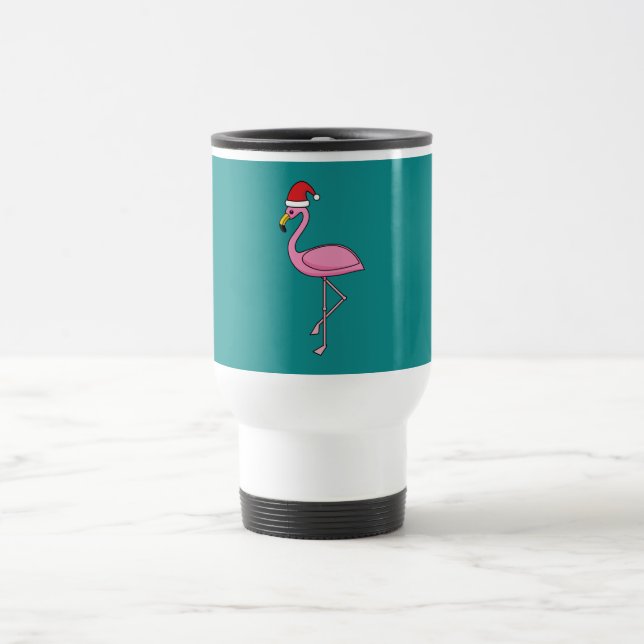 Mug De Voyage Flamant rose de Noël avec Santa Hat (Centre)