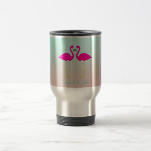 Mug De Voyage Flamants roses adorables amoureux - Personnalisé