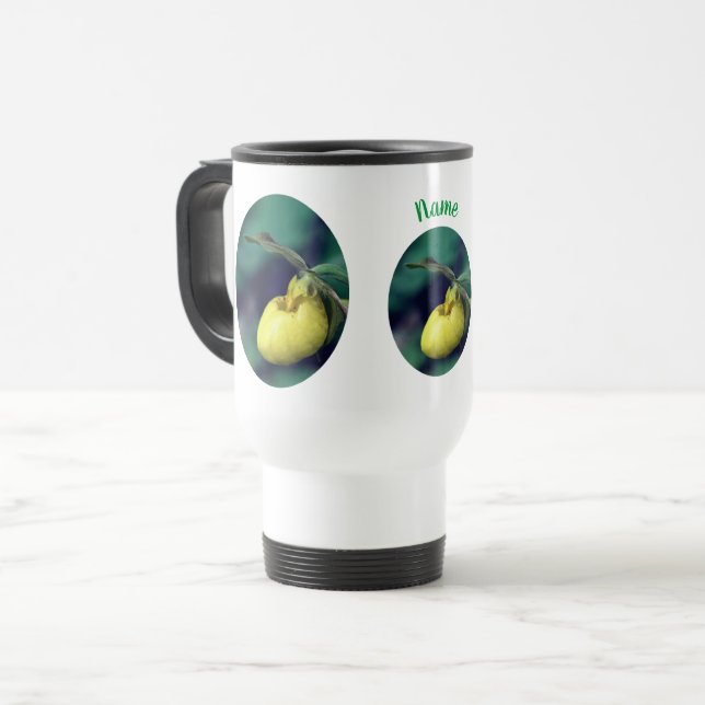 Mug De Voyage Fleur à chlipper jaune personnalisée (Devant gauche)