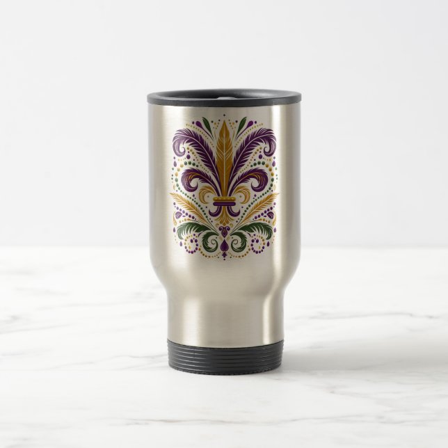 Mug De Voyage Fleur de lis jaune et vert violet (Centre)