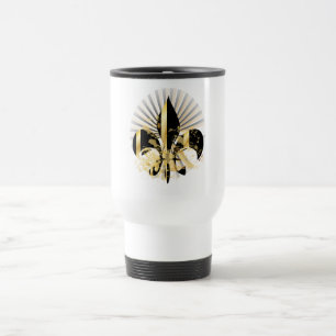 Mug De Voyage Fleur de Lis noir et or