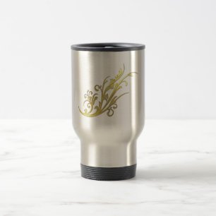 Mug De Voyage Fleur Or Abstraite de luxe Faux