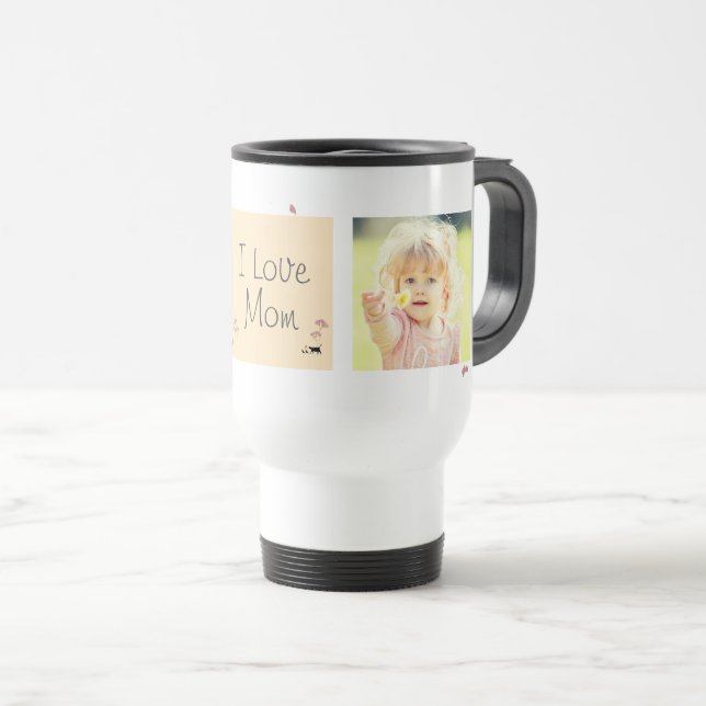 Mug De Voyage Fleur romantique et photo de famille Fête des mère (Devant droit)