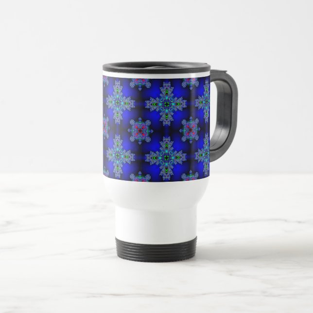 Mug De Voyage Fleurs Artdeco dans le style rétro (Devant droit)