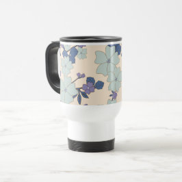 Mug De Voyage Fleurs Bleues, Fleurs Violettes, Motif Floral