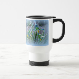 Mug De Voyage Fleurs de bromeliade sur bleu