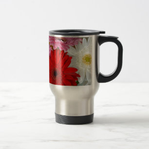 Mug De Voyage Fleurs de gerber rose, rouge et blanc