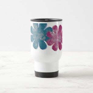 Mug De Voyage Fleurs de verre (rose/turquoise)