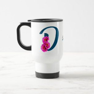 Mug De Voyage Fleurs de Zinnia Monogramme Initiale D Personnalis