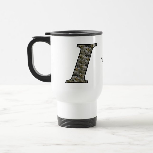 Mug De Voyage Fleurs d'hortensia personnalisées avec initiale de (Gauche)