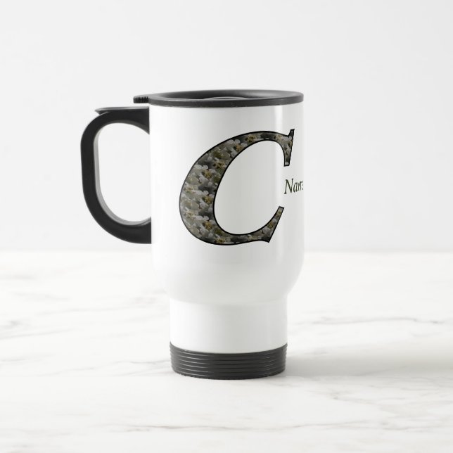 Mug De Voyage Fleurs d'hortensia personnalisées avec initiale de (Gauche)