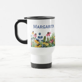 Mug De Voyage Fleurs sauvages 15 oz en acier blanc ou inoxydable
