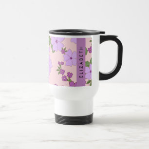 Mug De Voyage Fleurs Violettes, Motif De Fleurs, Votre Nom