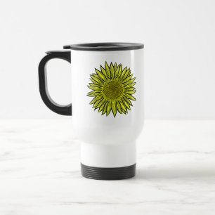 Mug De Voyage Flore Rustique Tournesol Jaune Main tirée
