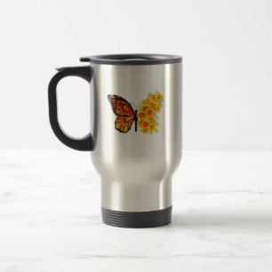 Mug De Voyage Flower Butterfly with Yellow California Poppy