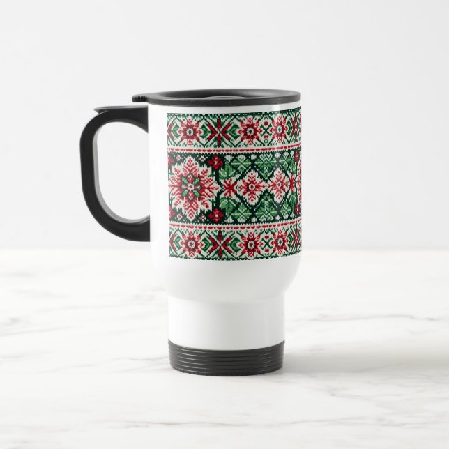 Mug De Voyage Foire de Noël/hiver île rouge et verte (Gauche)