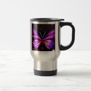 Mug De Voyage Fond noir avec papillon violet voyage