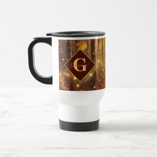 Mug De Voyage Forêt automnale dorée personnalisée (Gauche)