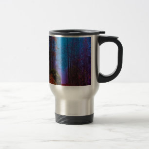 Mug De Voyage Forêt peinte automne pourpre brouillard