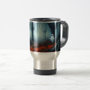 Mug De Voyage Forêts éffrayantes d'automne avec un fantôme