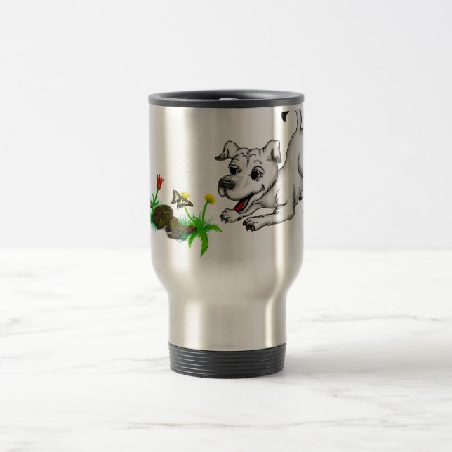 Mug De Voyage Frühlingserwachen, Welpe mit Schmetterling (Centre)