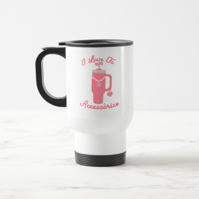 Mug De Voyage Fun Pink Trendy Cup Cute Accessories Fun Art (Gauche)