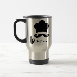 Mug De Voyage Funky Black Mustache Custom Nom du texte Casquette