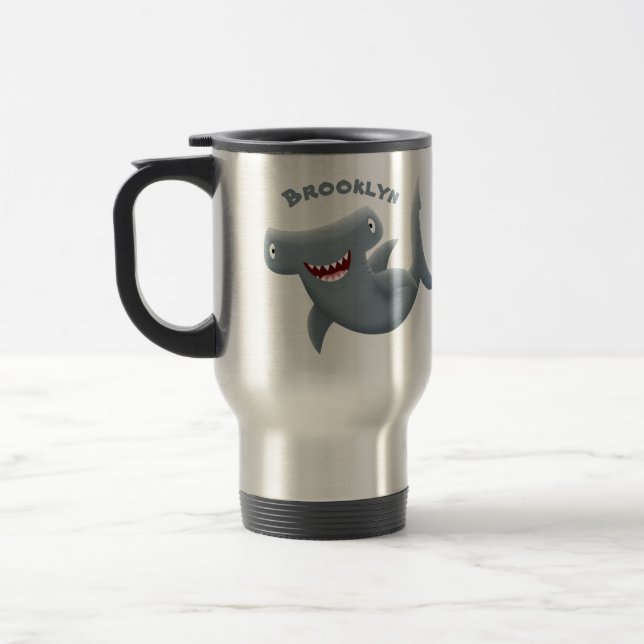 Mug De Voyage Funny cute Hammerhead shark cartoon (Gauche)